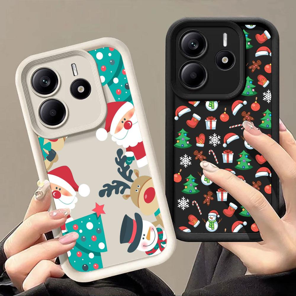 Phone Case For Redmi 15C 14C 13C 12C 15 Christmas Snowman Christmas Tree Cover For Redmi Note 9 10 11 12 13 14 Pro Plus 5G Coque