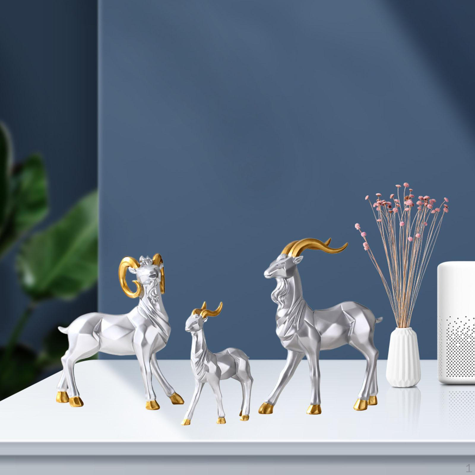 

3 шт. Современная скульптура овцы, геометрическая модель животного, орнамент, семейные статуи для спальни серебряный