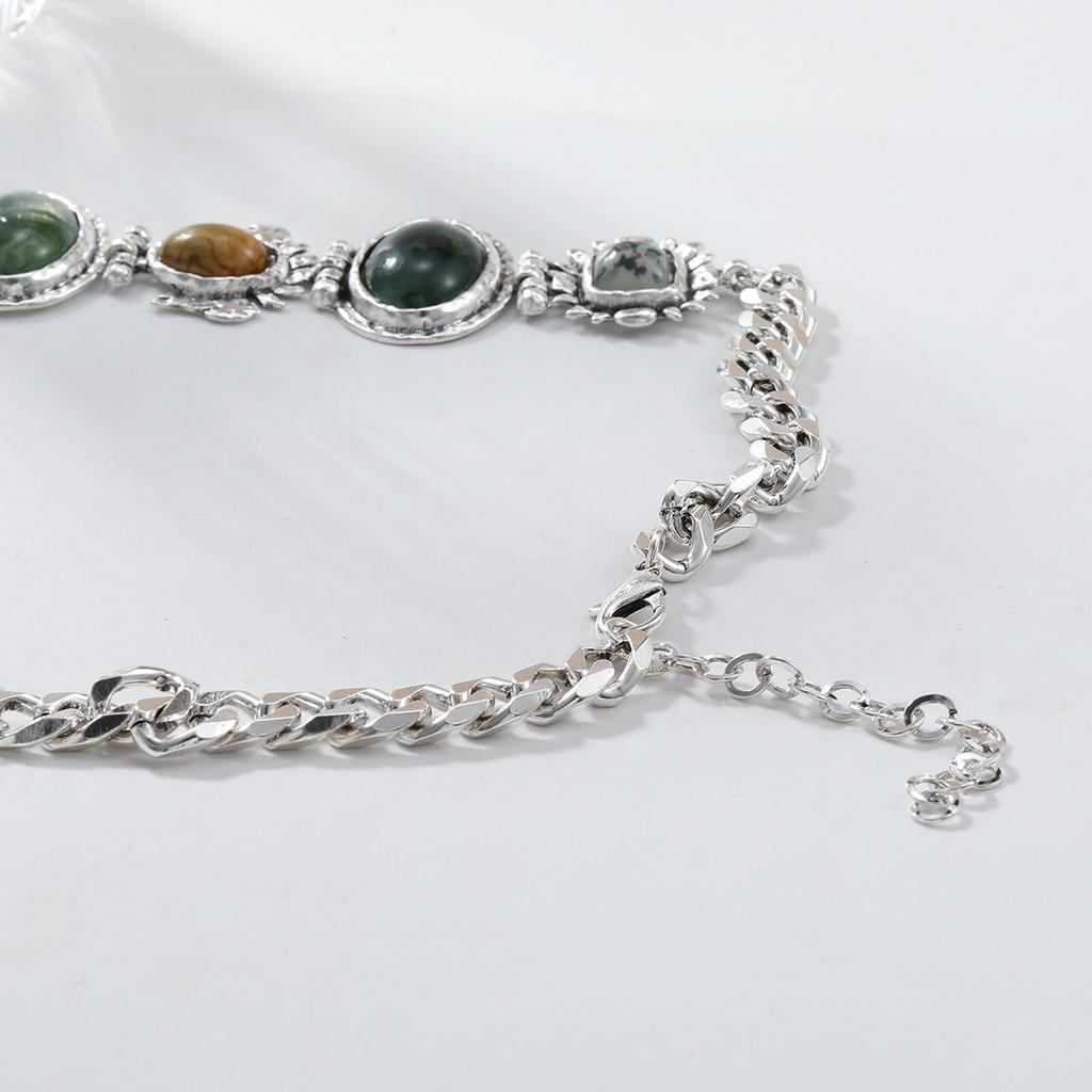 2024 Retro Style Natural Stone Look Ladies Sweater Chain Necklace