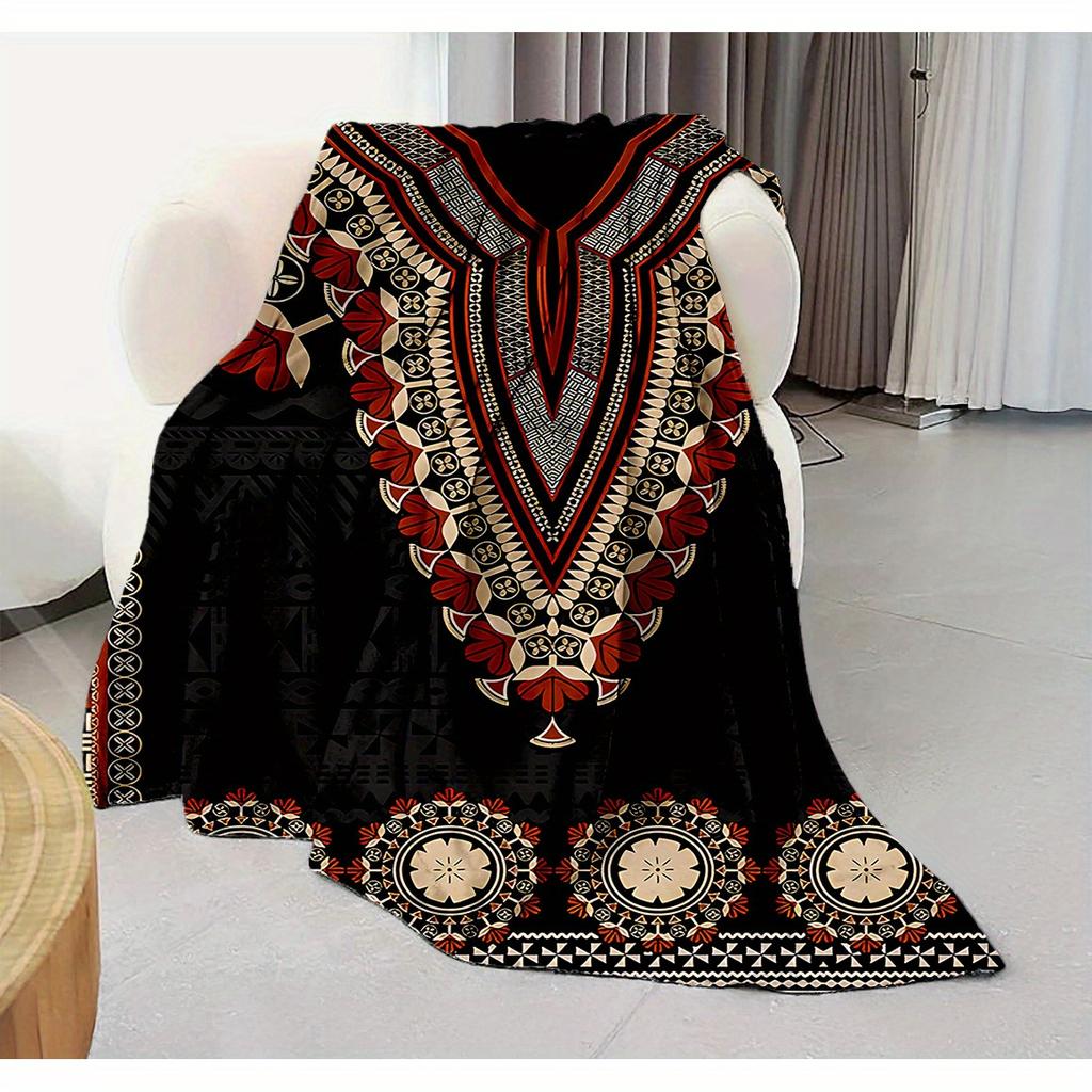 Custom African Dashiki Blanket Tribal Pattern Personalized Name Fleece Throw All Season Soft Warm Bedding Home Decor Gift