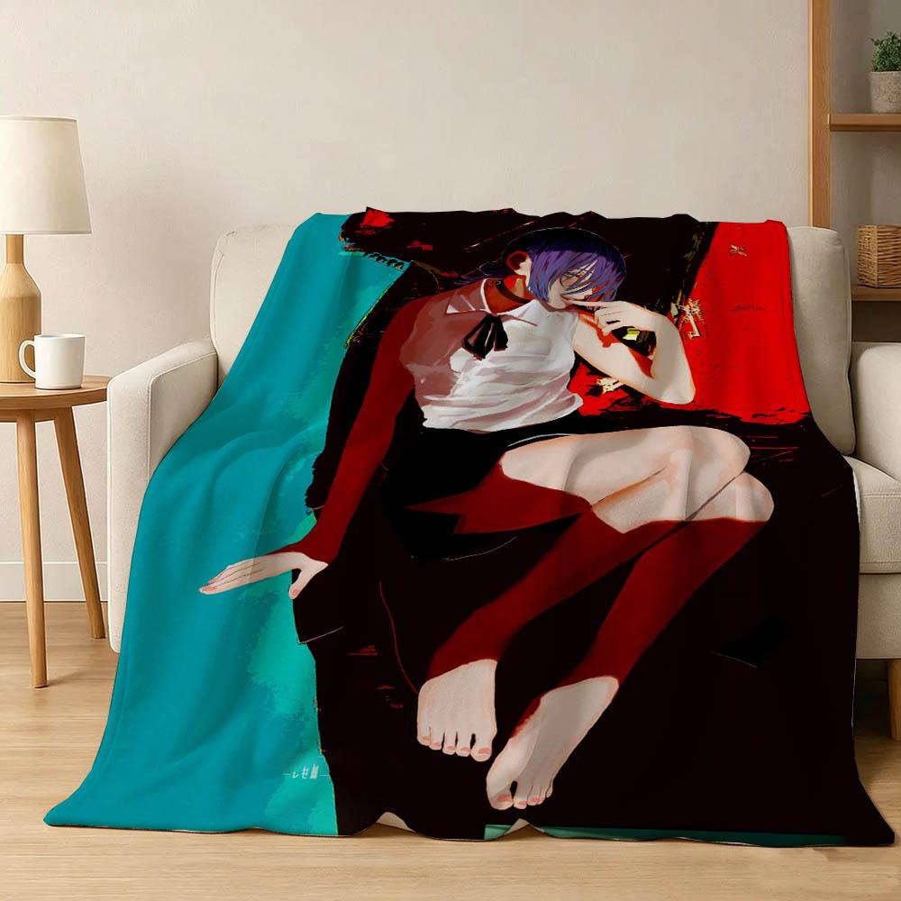 C-Chainsaw M-Man The Movie Reze Arc 3D Flannel Blanket Soft Throw Blanket Art For Home Decor Bedroom Bed Sofa Picnic Fans Gifts