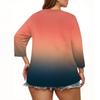 Damen 3/4 Ärmel Tops Übergröße Button-Down V-Ausschnitt Hemden Blusen Lässig Druck Locker
