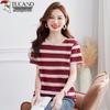 Woodpecker Women's Pure Cotton Striped Plus Size T-shirt