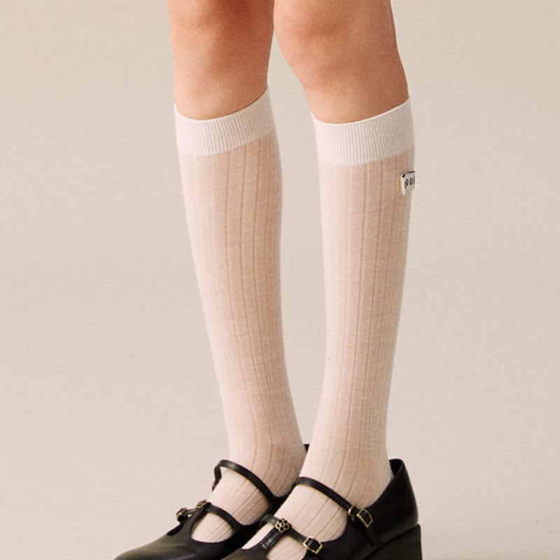 COQUET WOOL KNEE SOCKS IVORY