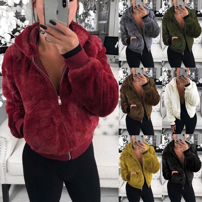 Luxurious Women's Teddy Bear Coat Jacket Winter Warm Hooded Fur Fluffy Outwear Overcoat