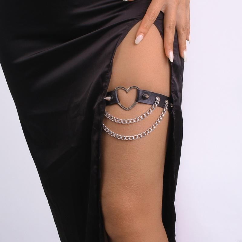 Modern Heart Hollowed Leg Chain Leg Jewelry for Music Festival and Night Party F3MD