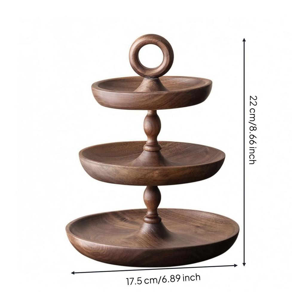 Tiered Serving Tray Food-Grade Multi-Tier Walnut Wood Stand Robust