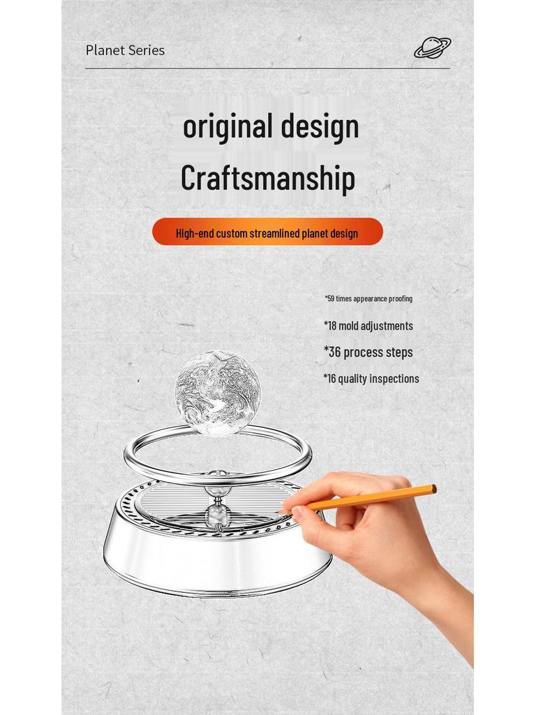 Solar Aromatherapy Planet Console Car Ornament with Long-Lasting Fragrance