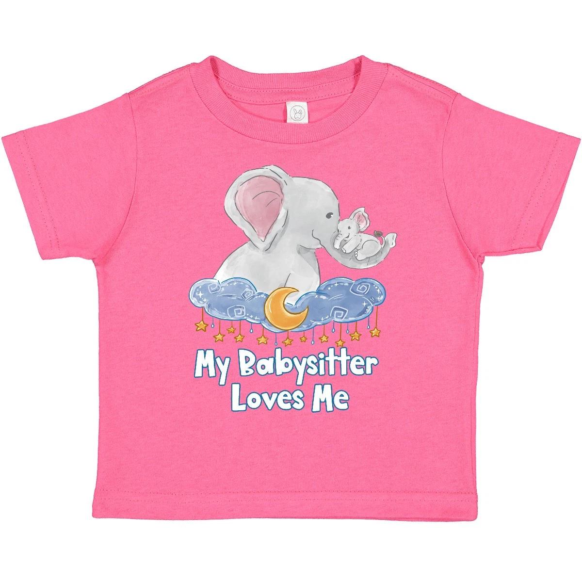 

Inktastic My Babysitter Loves Me Cute Elephants Clouds Moon And Toddler T-Shirt 110