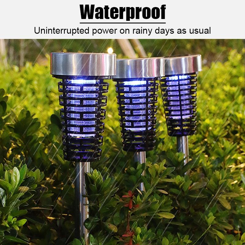 2 Pack Solar Powered LED Light Garden Pest Bug Insect Repellents Garden Lawn Light Solar Light with Mosquito Killer Lamp