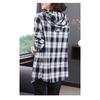Women's Spring and Autumn 2025 New Stitched Hooded Button Lace Plaid Fashion Versatile Casual Long Sleeve Shirt