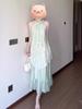 Super Fairy Vacation Wind Off-the-shoulder Neck Dress Summer Korean Pure Lace Splicing Irregular Lace Long Dress Women