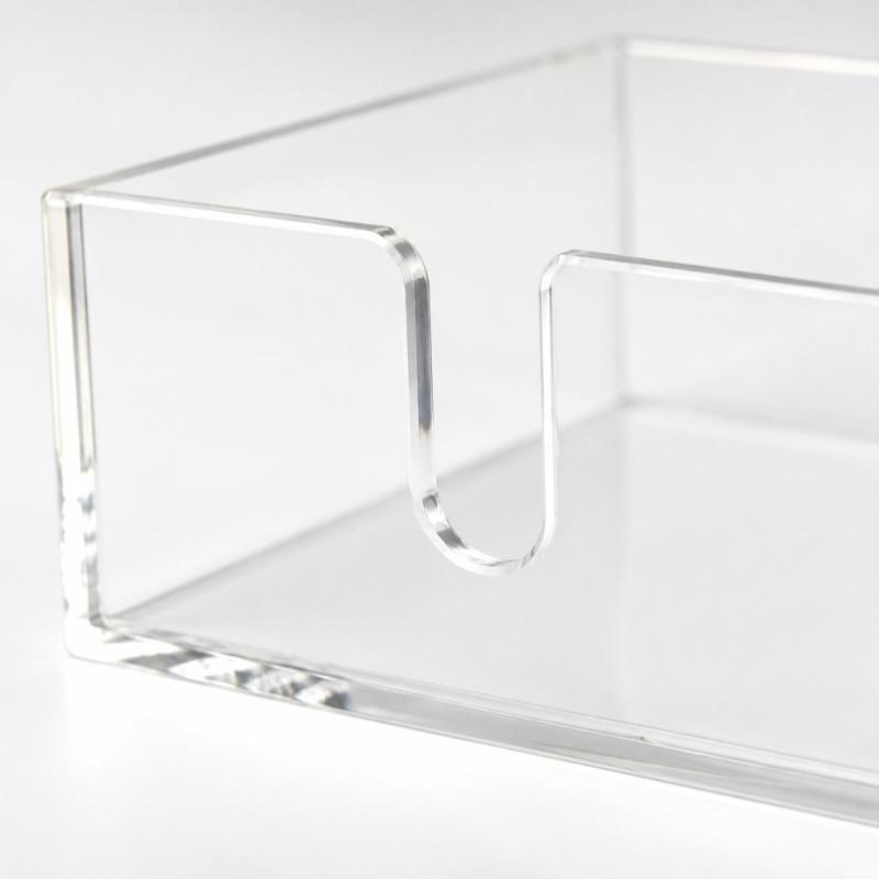 Clear Acrylic Table Napkin Holder for Standard Square Napkins with Visible Storage and Easy Front Access Cutout