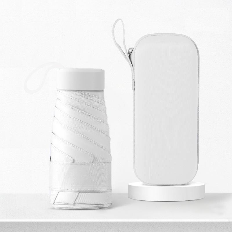 Mini Umbrella Capsule Umbrella Rain and Sun Protection Outdoor Travel Portable Sunshade Umbrella with Storage Box Zwq