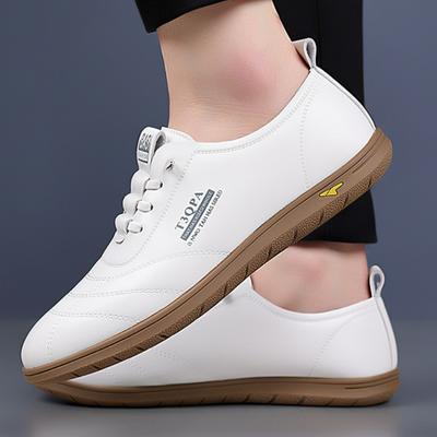 Men's Loafers Soft Sole Leather Shoes Outdoor White Casual Shoes Comfortable Walking Driving Shoe Business Slip-on Flats
