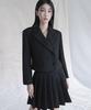 Avandress Daphne Tweed Double Button Crop Jacket Black