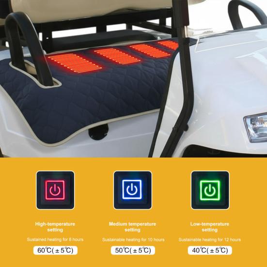 Heated Golf Cart Seat Cover Adjustable Waterproof Non-Slip Universal Winter USB Electric Golf Cart Seat Warmer Mat Towel Blanket