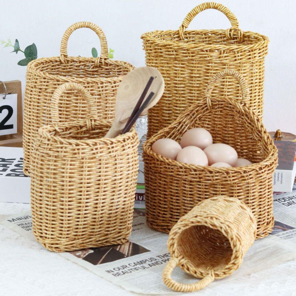 Portable Fruit Tray Sundries Organizer Breathable Storage Bin Handwoven Bread Storage Basket