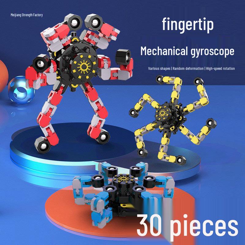 Transformable Robot Fidget Spinner: Black Tech Mechanical Toy for Children's Stress Relief