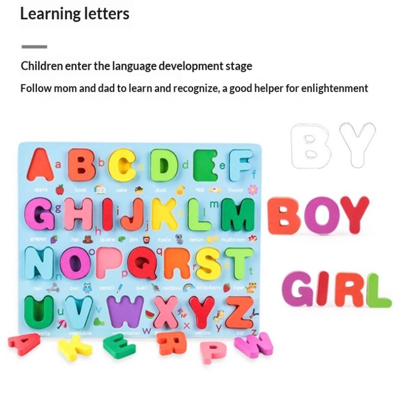 Wooden Puzzles For Toddlers Alphabet & Number Matching Games Montessori Learning Toys For Early Educational