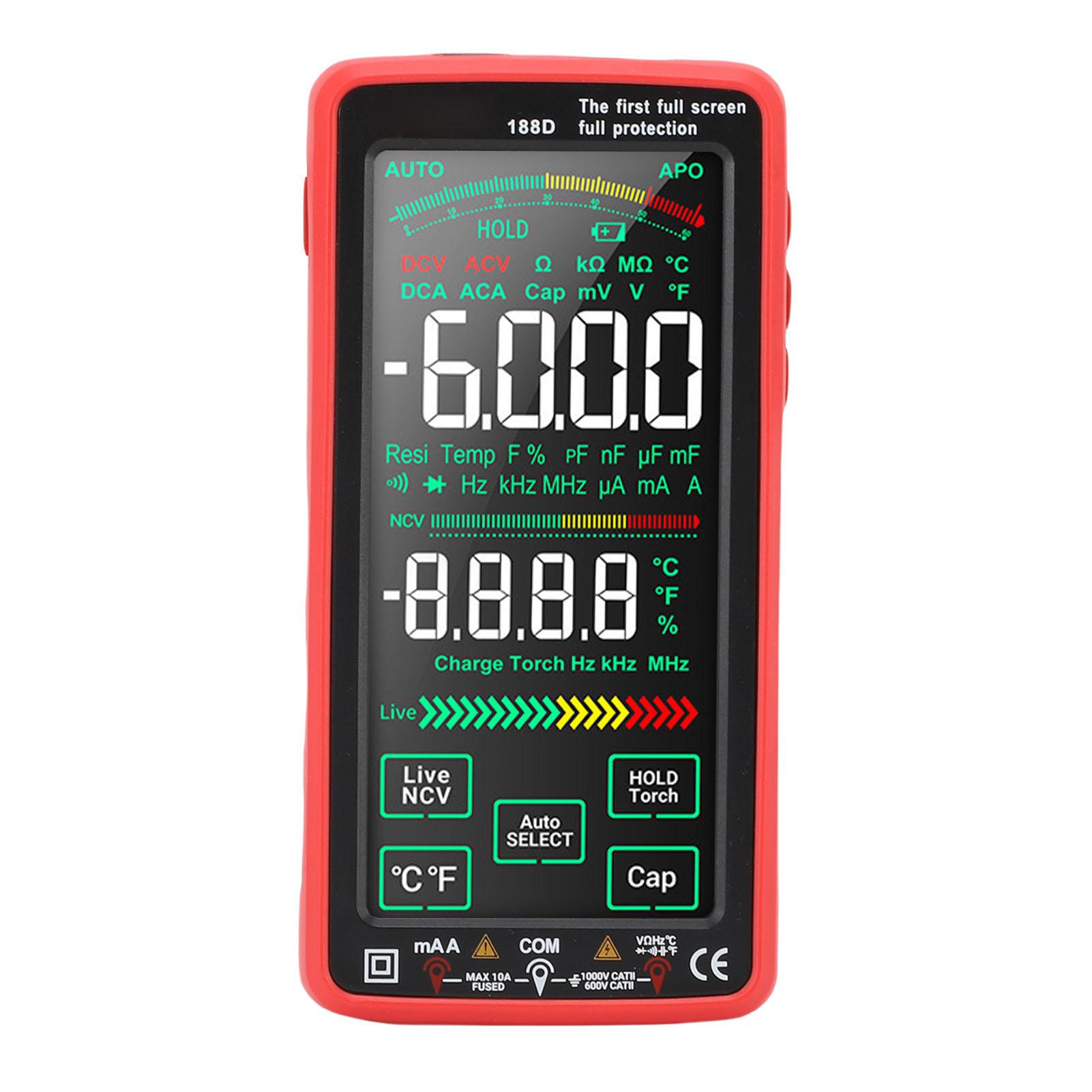 

Повноекранний Мультиметр Електричний Тестер Напруга Струм Опір Ємність Провідність Температура