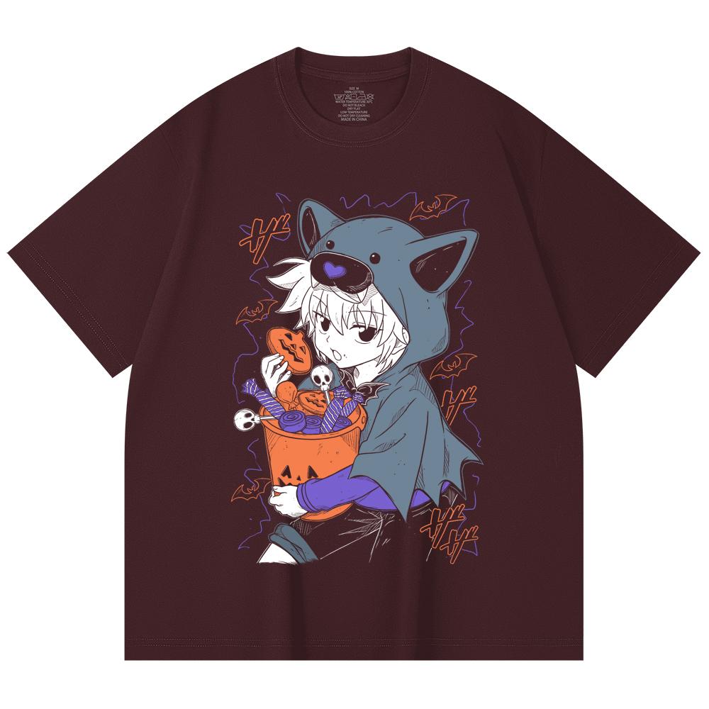 230 Gsm 100% Cotton HXH V10 Killua Halloween Print Unisex Heavy Cotton T Shirt