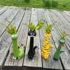 Cartoon Cat Shaped Flower Planter Quirky Resin Cat Flower Holder Modern Cat Bud Vase  Desktop Decor