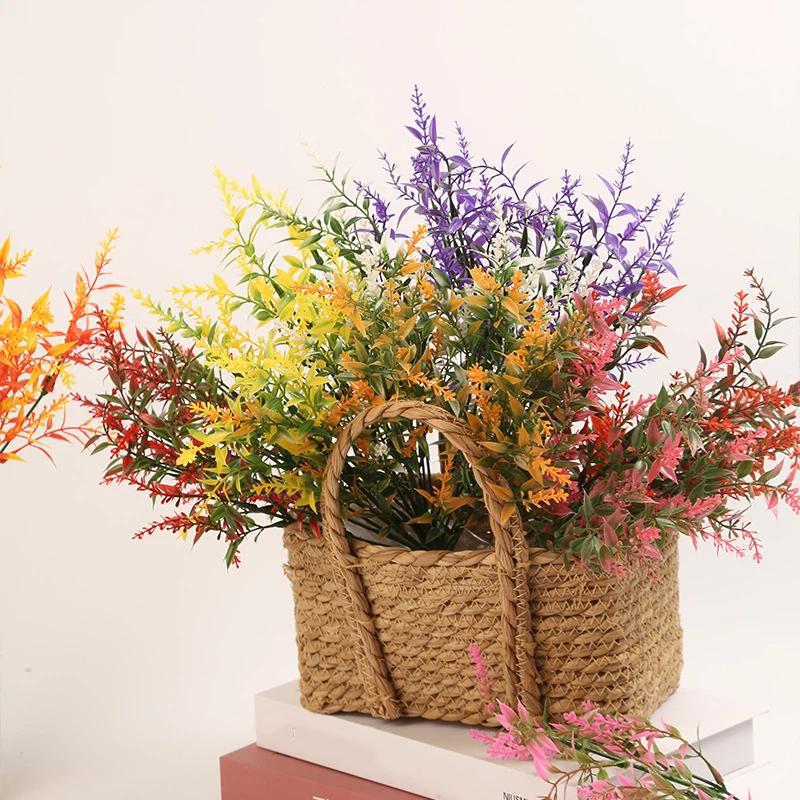 Lifelike Artificial Lavender Fake Flower Safe BPA-free Plastic Faux Plant 34cm 1Pcs for Wedding Home Coffee Table Decor