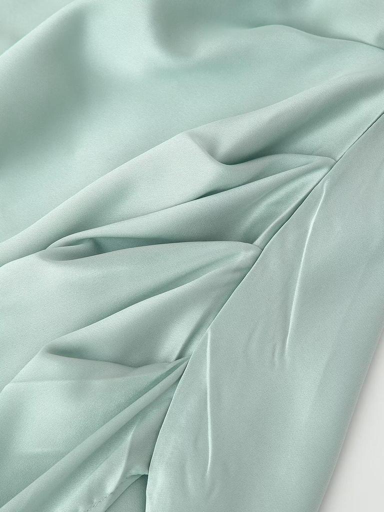 Spring 2025 Women's European & American Style Silk Satin Halter Neck Backless Dress