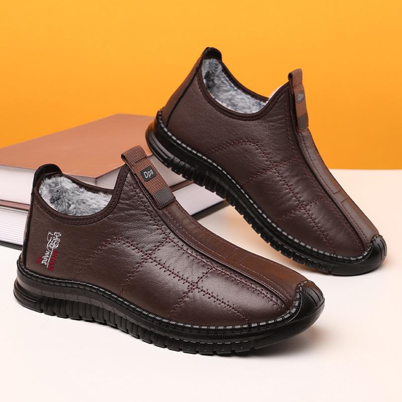 Shoes Men's winter versatile cotton shoes Large size leather boots Cold-proof and warm snow boots Fleece thickened cotton boots Men's boots