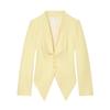 Womens Single-Breasted V-Neck Long Sleeve Blouse Pleated Chest Mid-Length Casual Blazer 2026 Fall