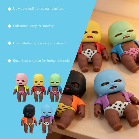 Babies Stress Relief Toy with Face Guard Coat Underwear Slow Rising Anxiety Relieving Baby Squeeze Toy Soft Relaxation Stress Ball Fidget Toy