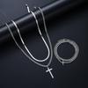 4Pcs Punk Stainless Steel Cross Pendant Necklace Bracelet Sets Simple Silver Color Jewelry Set for Men Unisex Hip Hop Jewelry