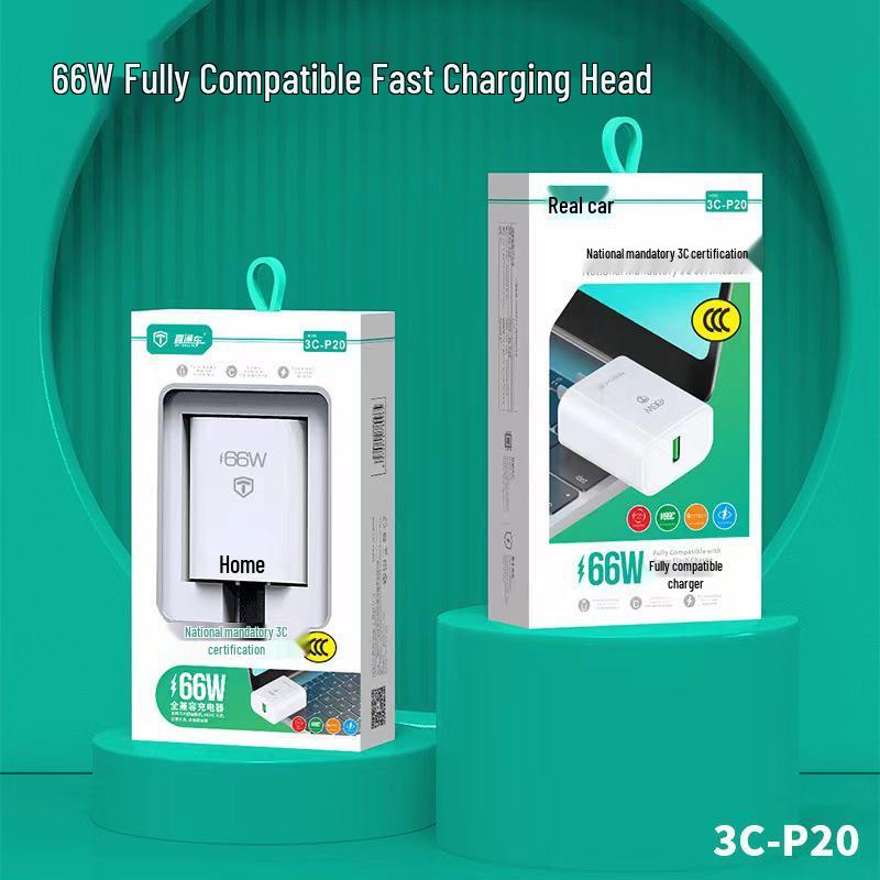 66W Certified Fast Charger & USB-C Cable for Android & Apple