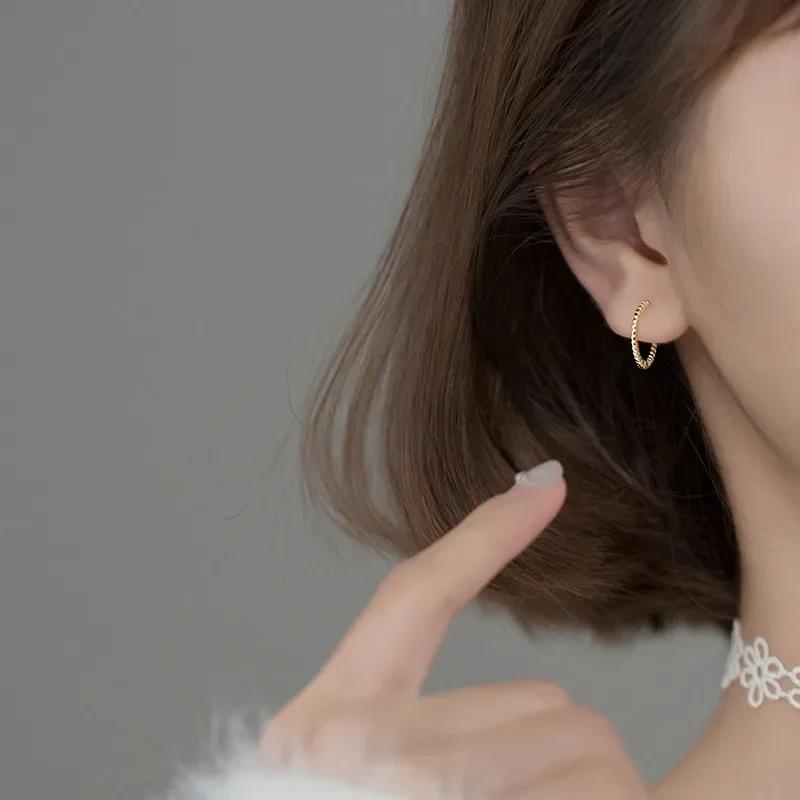 Luxury Trend Stainless Steel Crystal Round Silver Color Hoop Earring for Women Charm Zircon Dangle Earring Wedding Bride Jewelry