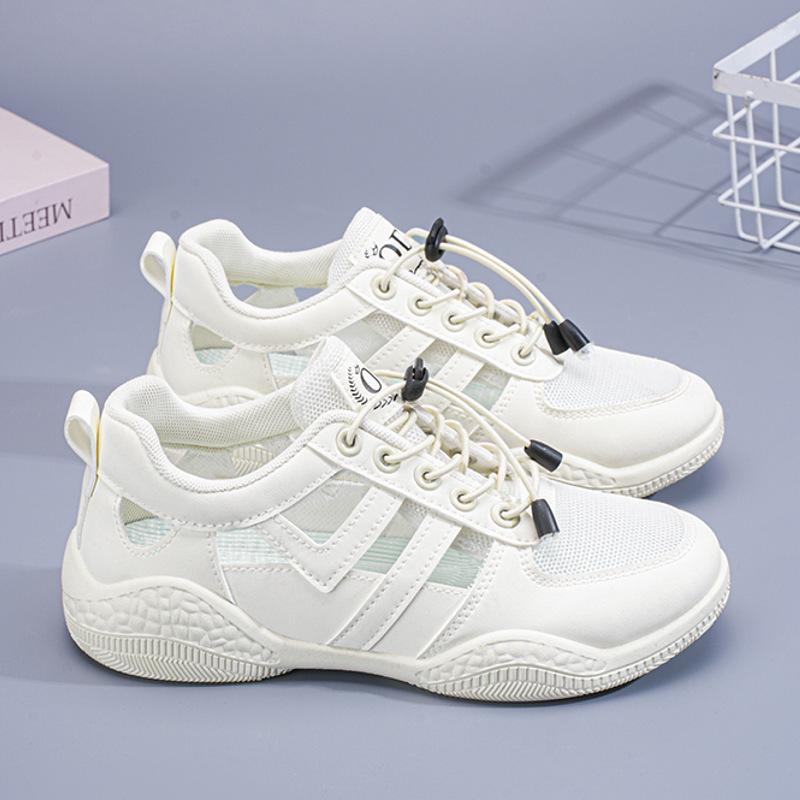 

2025 summer women s shoes new breathable mesh shoes hollow sandals women s Korean version versatile sports casual white shoes women s tide 35