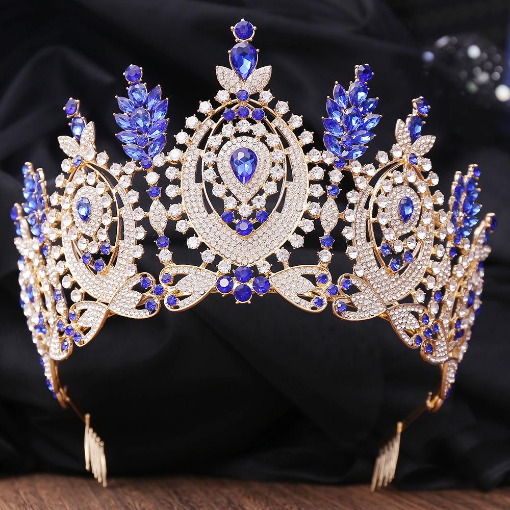

DIEZI Baroque Vintage Champagne Crystal Tiara Crown For Women Wedding Luxury Dress Queen Bridal Bride Crown Hair Accessories