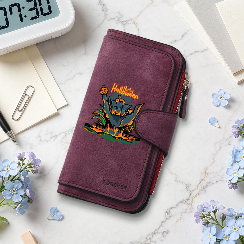Halloween Print Long Wallet Fashion Multi Slot Card Holder Portable Purse