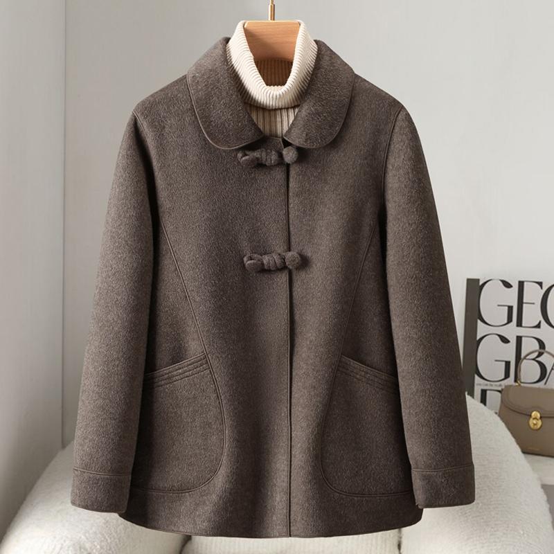 Middle Age Women's Wool & Blends Coats Plus Size Autumn Elegant Loose Outerwears Lady Jackets