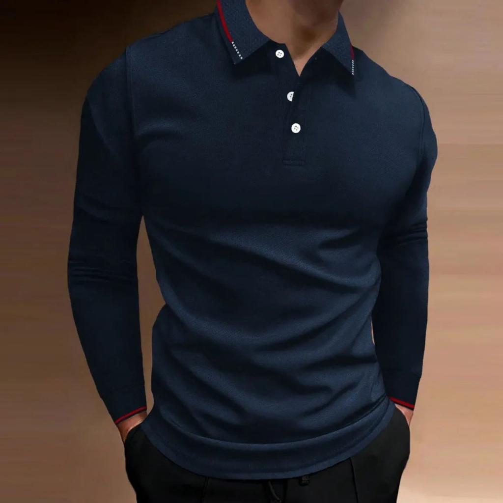 Spring and Autumn Men's Long Sleeve Business Casual Versatile Breathable Moisture Wicking Commuter Daily Top