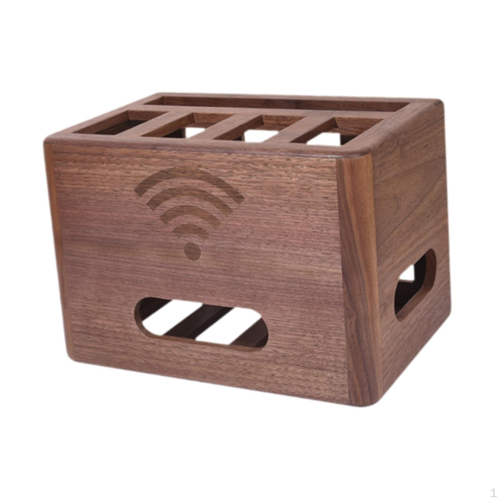 

Cable Management Box Cord Holder Wood Multipurpose Desk Organizer Wire Storage for Computer Dark Wood Color
