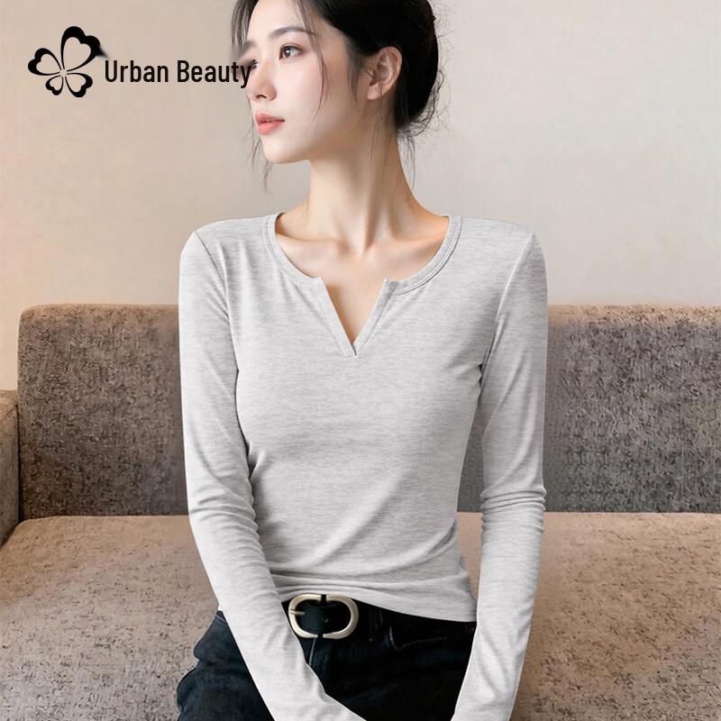 

Женская вязаная футболка с V-образным вырезом и длинным рукавом S