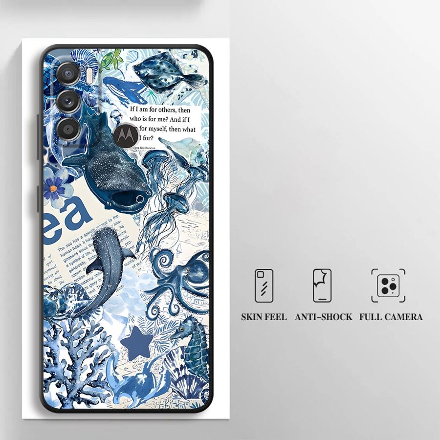 

Creative Marine Organisms Art Case for Motorola Moto G53 G30 G22 Edge40 G52 Edge 20 Pro 30 Lite G60s G32 G50 G71 G51 G73 Phone Motorola Moto G73