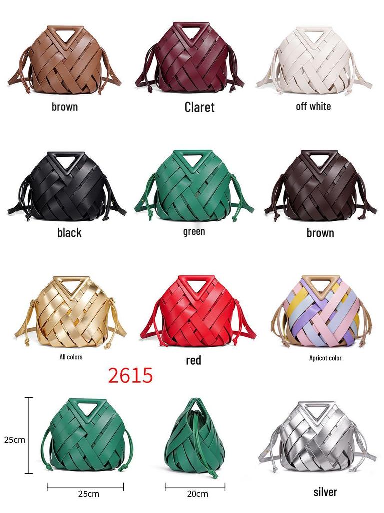 Large Capacity Hand-Woven Triangle Magnetic Buckle Crossbody Vegetable Basket Bag