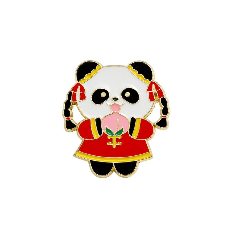 Zinc Alloy Enamel Dropping Brooch, Cute Cartoon Lucky Panda Snake Pattern 2025 Year of the Snake, New Year Festival Decorative Lapel Pin Badge