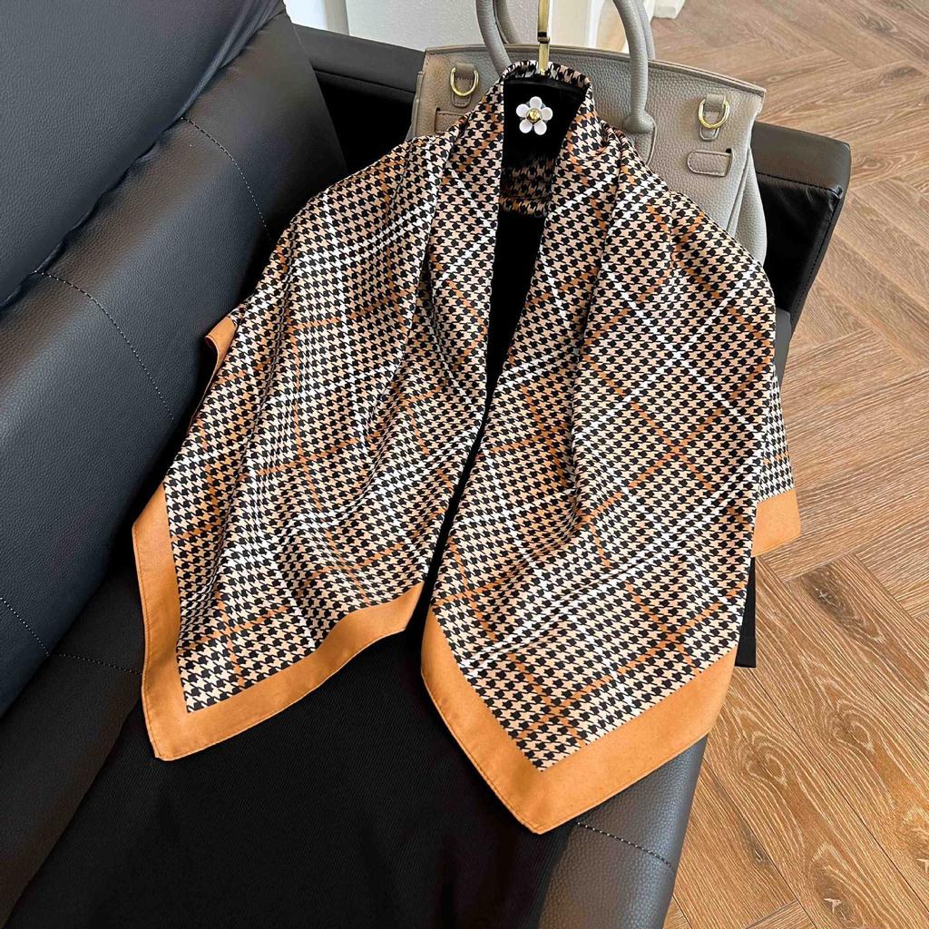 91Cm square scarf silk scarf women's new literary and fashion scarf accessories autumn and winter retro versatile shawl