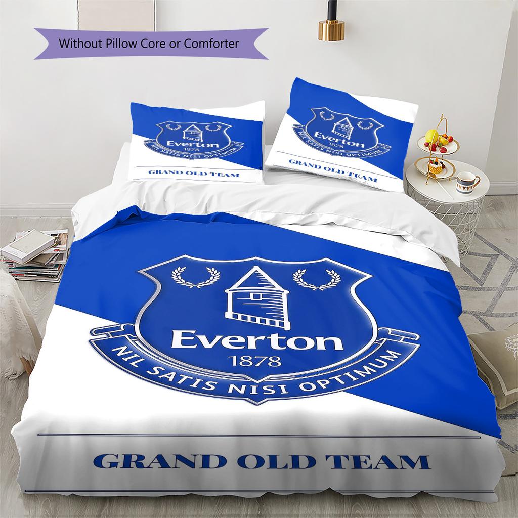 Everton Logo  Pattern Bedding Quilt Set Quilt Cover Pillowcase Home Decoration Birthday Gift (1 * Duvet Cover + 2 * Pillowcase, Without Core)