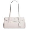 Bridget 34 Silberfarbene Beschläge Druckverschluss Raffiniertes genarbtes Leder Schultertasche Groß Damen Weiß