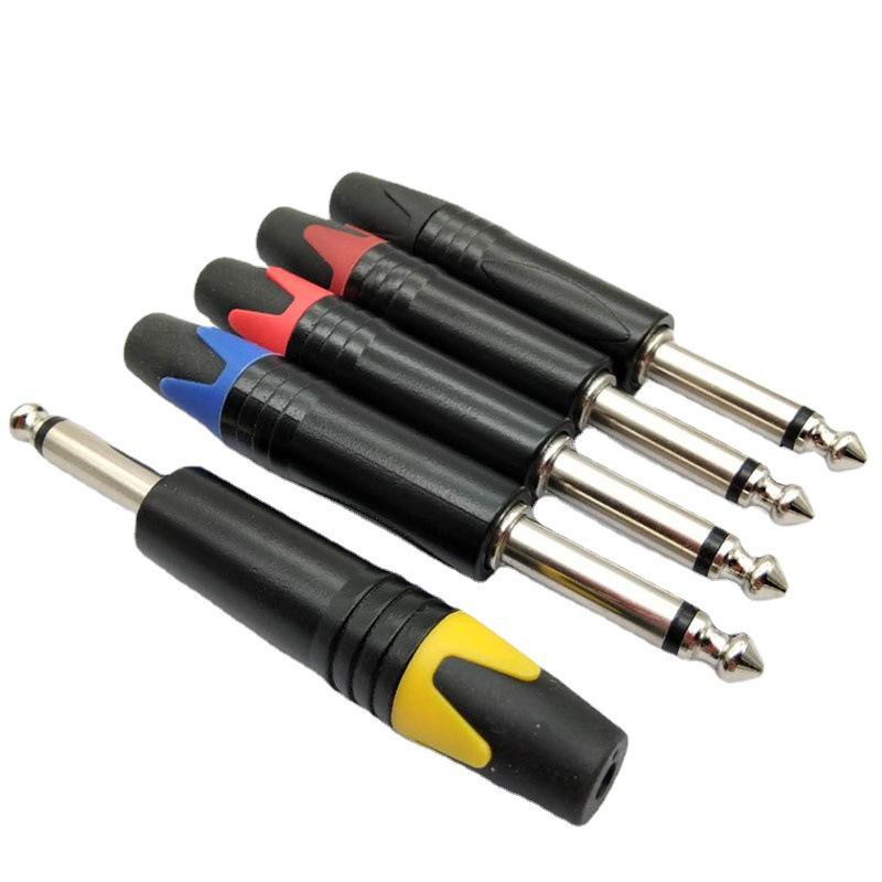 Nickel-Plated 6.35mm Mono Microphone Plug, Black Body