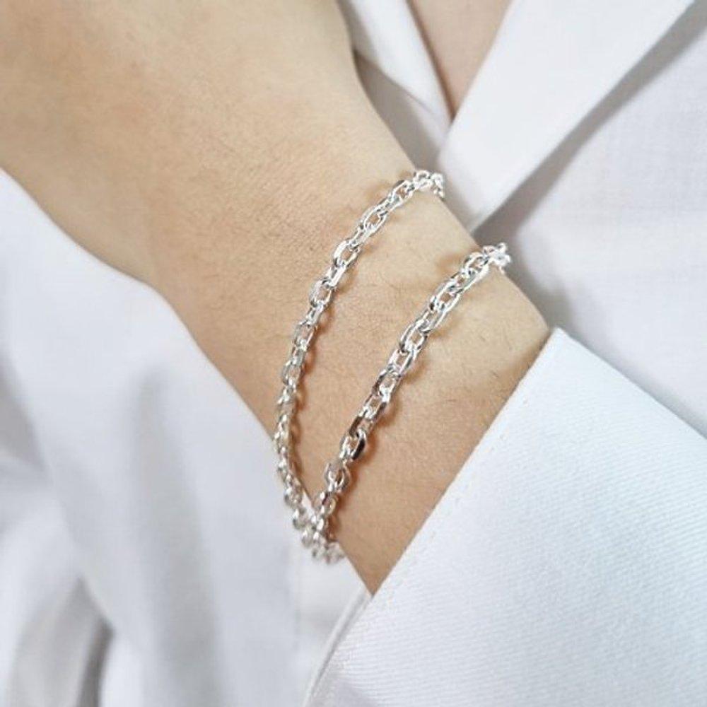4MM thick silver bracelet for men and women, daily sterling silver couple
